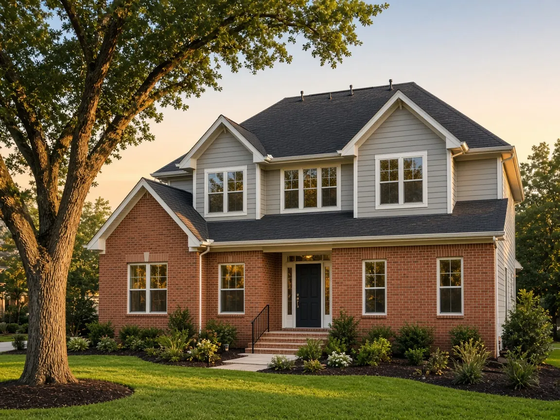 Restored brick two-story home with a new roof